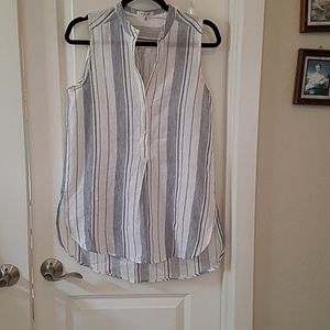 Blue and white sleeveless summer top